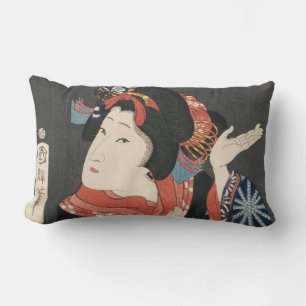 Coussin Rectangle Peinture Vintage japonaise colorée