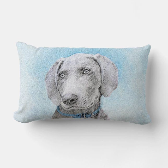 Coussin Rectangle Peinture Weimaraner - Joli art original chien (Recto)