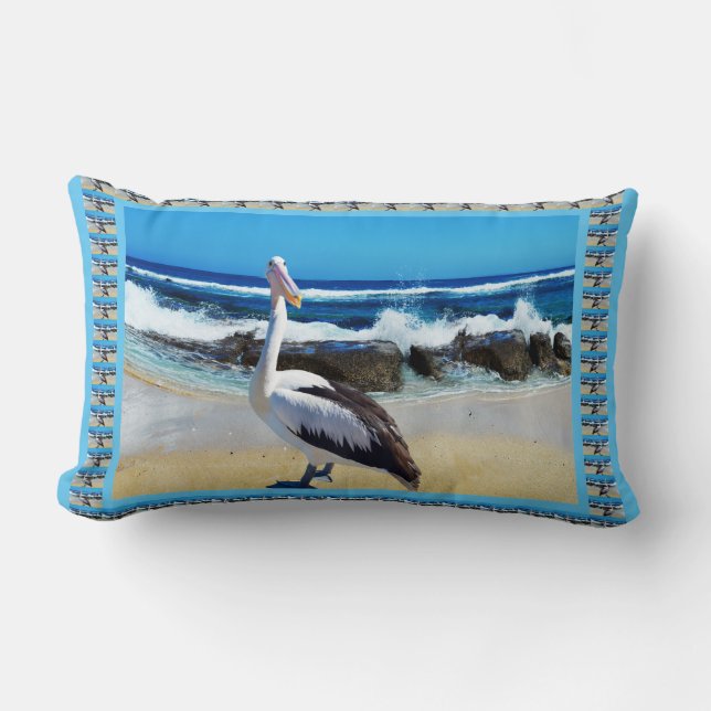 Coussin Rectangle Pelican Beach Splash, (Recto)