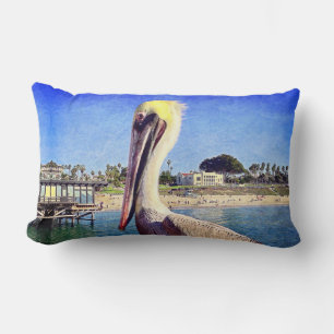 Coussin Rectangle Pelican Bird Ocean Beach Pier Photo Modern Bold
