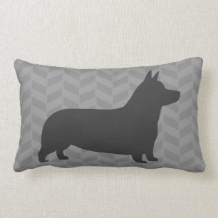 Coussin Rectangle Pembroke Welsh Corgi Dog Silhouette Grey