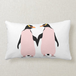 Coussin Rectangle Penguins lesbiens Gay pride tenant les mains
