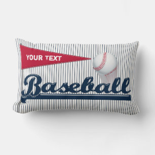 Coussin Rectangle Pennant Baseball Bleu Stripes-Lumbar Jeu d'oreille