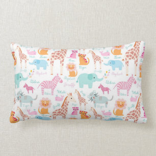 Coussin Rectangle Pépinière Safari Animals Imprimer