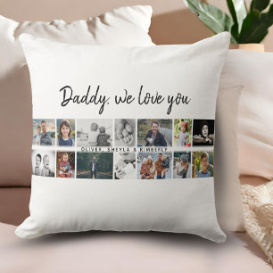 Coussin Rectangle Père avec enfants Famille Papa 14 Photo Collage