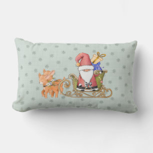 Coussin Rectangle Père Noël avec rennes et poussette personnalisée