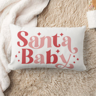 Coussin Rectangle Père Noël Baby - Typographie de Noël rétro