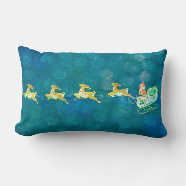 Coussin Rectangle Père Noël Sleigh (Recto)