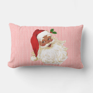 Coussin Rectangle Père Noël victorien vintage rayure rouge et blanc