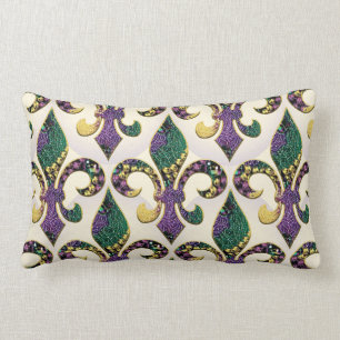 Coussin Rectangle Perle Fleur de lis de mardi gras