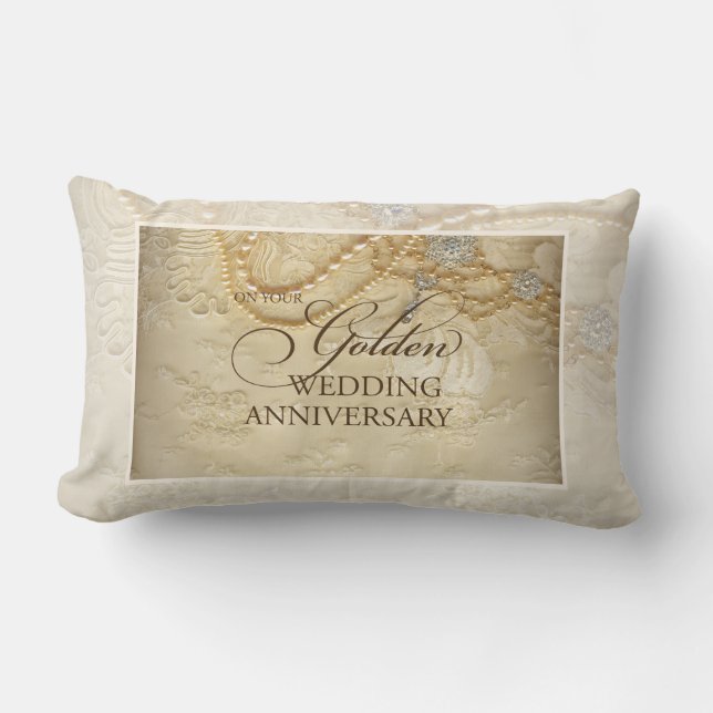 Coussin Rectangle Perles personnalisables, 50e anniversaire de Maria (Recto)
