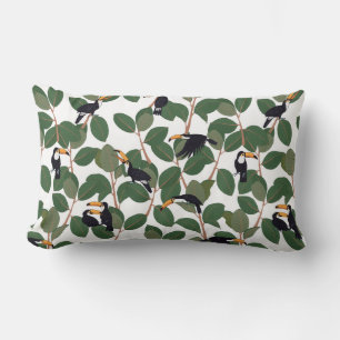 Coussin Rectangle Perroquet toucan avec ficus palm feuilles sans sou