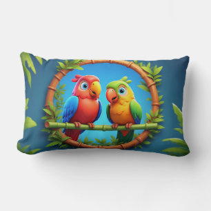 Coussin Rectangle Perroquets de bande dessinée colorés