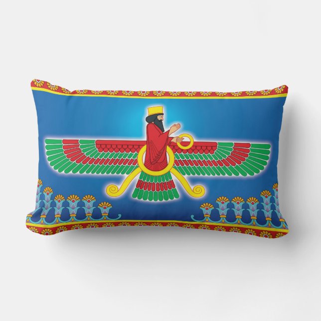 Coussin Rectangle Persan Faravahar de Zoroastrian (Recto)