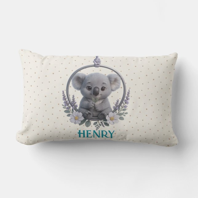 Coussin Rectangle Personalized Lumbar Baby Pillow – Baby Koala (Recto)