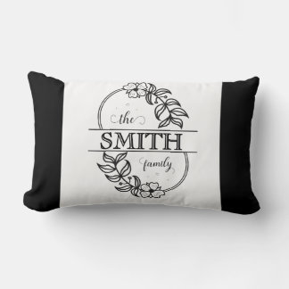Coussin Rectangle Personalized Modern Floral Family Name Monogram