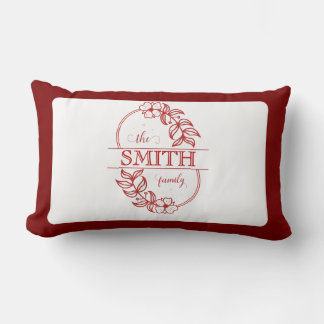Coussin Rectangle Personalized Modern Floral Family Name Monogram