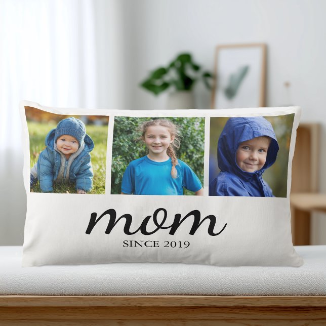 Coussin Rectangle Personalized Three Photo Mom (Custom Photo Mom Pillow Keepsake)