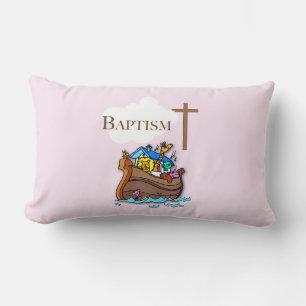 Coussin Rectangle Personnalisable, baptême de fille bébé Arche de No