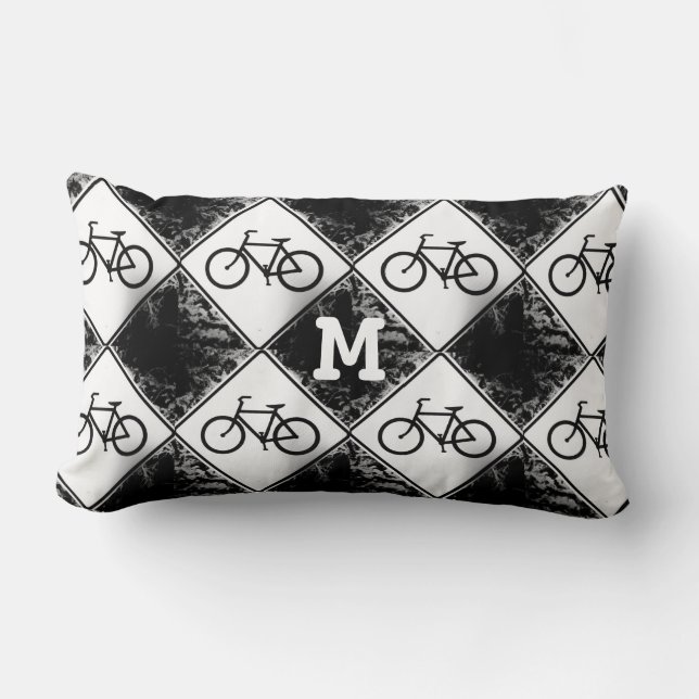 Coussin Rectangle personnalisation Monogram Initia sur Vélo noir bla (Recto)