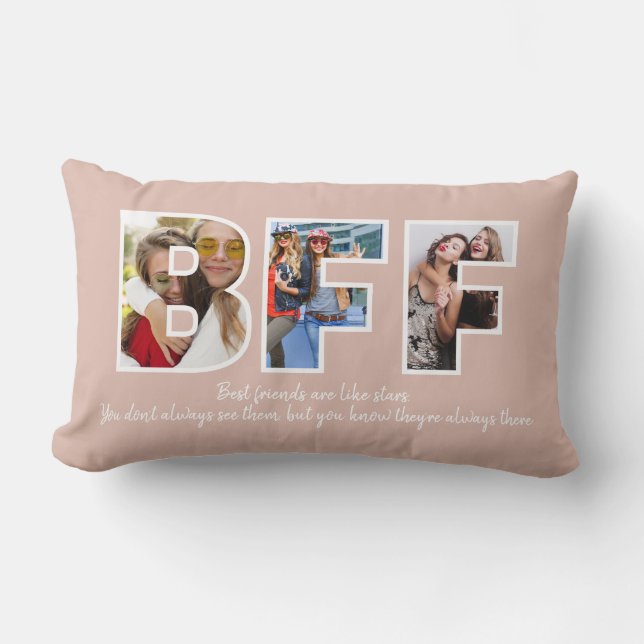 Coussin Rectangle Personnalisé BFF Besties Meilleurs Amis Collage Ph (Recto)