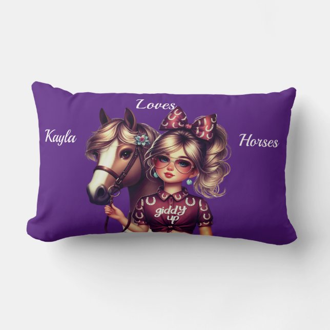 Coussin Rectangle Personnalisé J'aime les chevaux (Recto)
