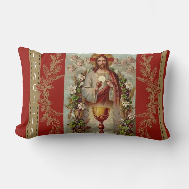 Coussin Rectangle Personnalisé Jésus première sainte communion (Recto)