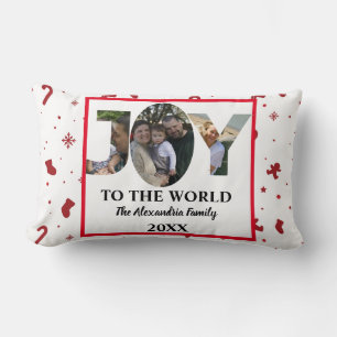 Coussin Rectangle Personnalisé moderne 3 photo collage joie au monde