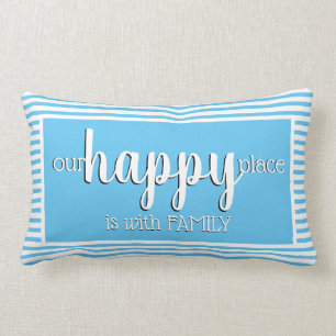 Coussin Rectangle Personnalisé Moderne Mon endroit heureux Bleu de 