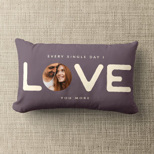 Coussin Rectangle Personnalisé Moderne Photo LOVE Valentines Couple 
