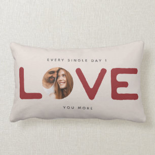 Coussin Rectangle Personnalisé Moderne Photo LOVE Valentines Couple