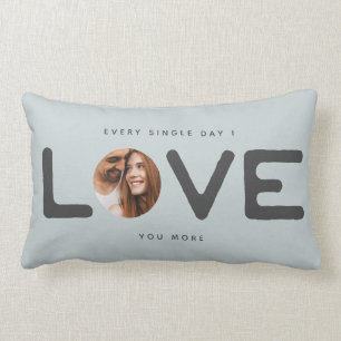 Coussin Rectangle Personnalisé Moderne Photo LOVE Valentines Couple 