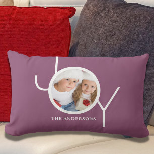 Coussin Rectangle Personnalisé Nom Noël Fête Purple Photo