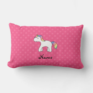 Coussin Rectangle Personnalisé Rainbow bébé licorne rose pois