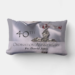 Coussin Rectangle Personnaliser, 40e anniversaire d'ordination Félic