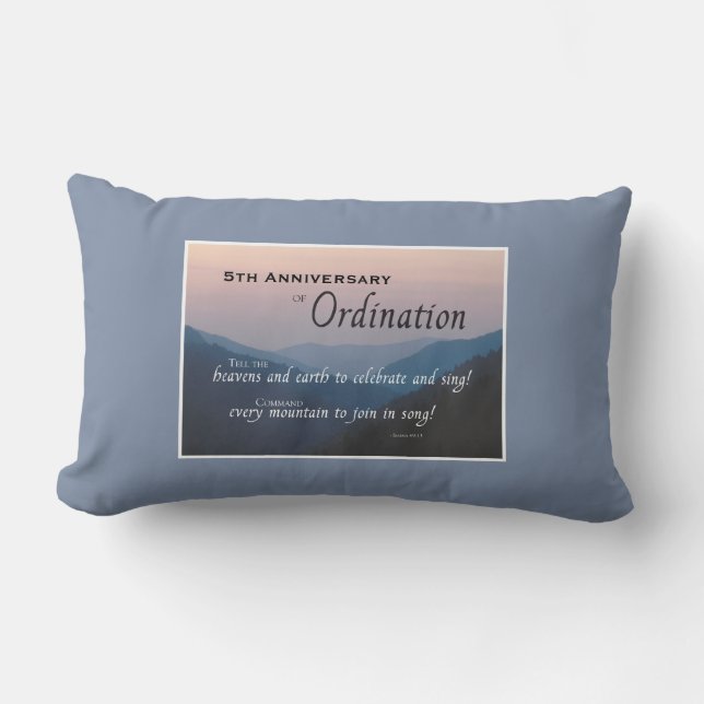 Coussin Rectangle Personnaliser, 5e anniversaire d'ordination (Recto)