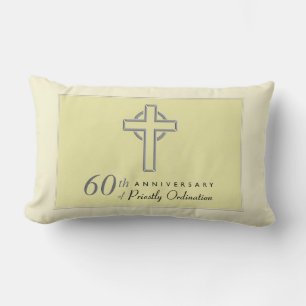 Coussin Rectangle Personnaliser, 60e anniversaire du prêtre Embossé