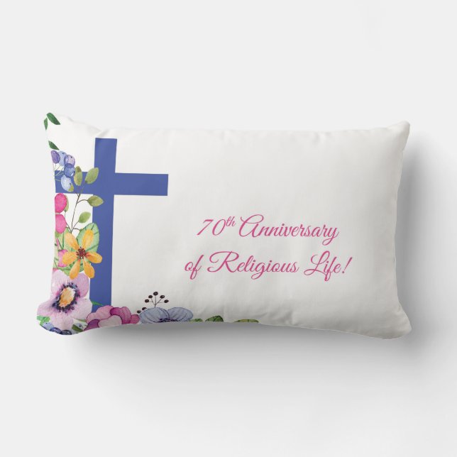Coussin Rectangle Personnaliser, 70e anniversaire Nun vie religieuse (Recto)