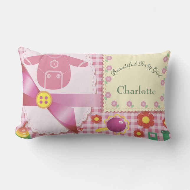 Coussin Rectangle Personnaliser Belle Bébé Fleurs Jouets Fleurs Fill (Recto)