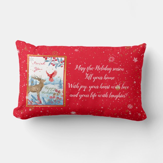 Coussin Rectangle Personnaliser cardinale et cerf Coton (Recto)