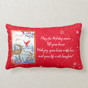 Coussin Rectangle Personnaliser cardinale et cerf Coton