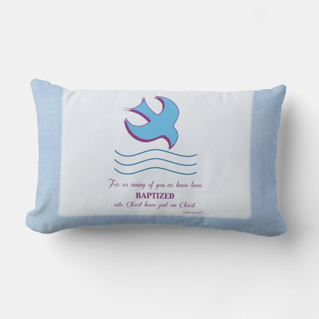 Coussin Rectangle Personnaliser, Colombe de baptême adulte sur fond  (Recto)