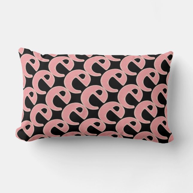 Coussin Rectangle Personnaliser de rose de monogramme de lettre d'E (Recto)