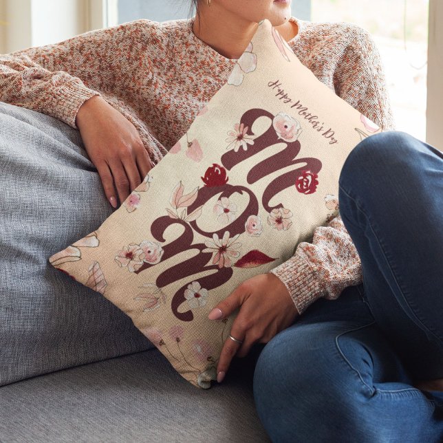 Coussin Rectangle Personnaliser Happy Mother's Day Maman (Créateur téléchargé)