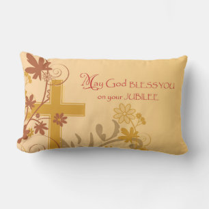 Coussin Rectangle Personnaliser, Jubilee Anniversaire Nun Cross, Fil