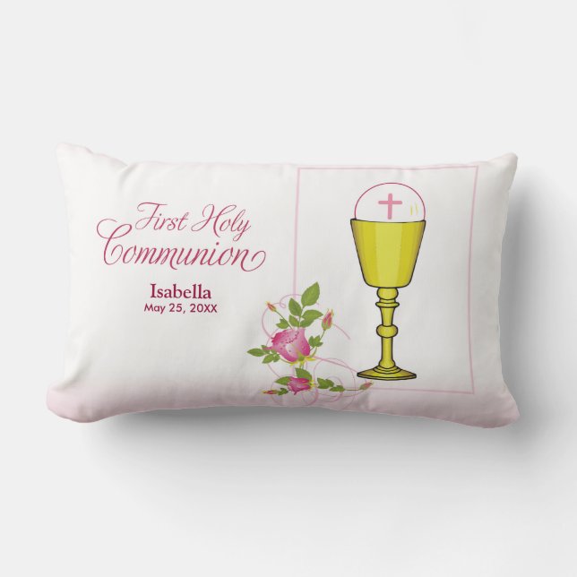 Coussin Rectangle Personnaliser le nom de fille rose Première commun (Recto)