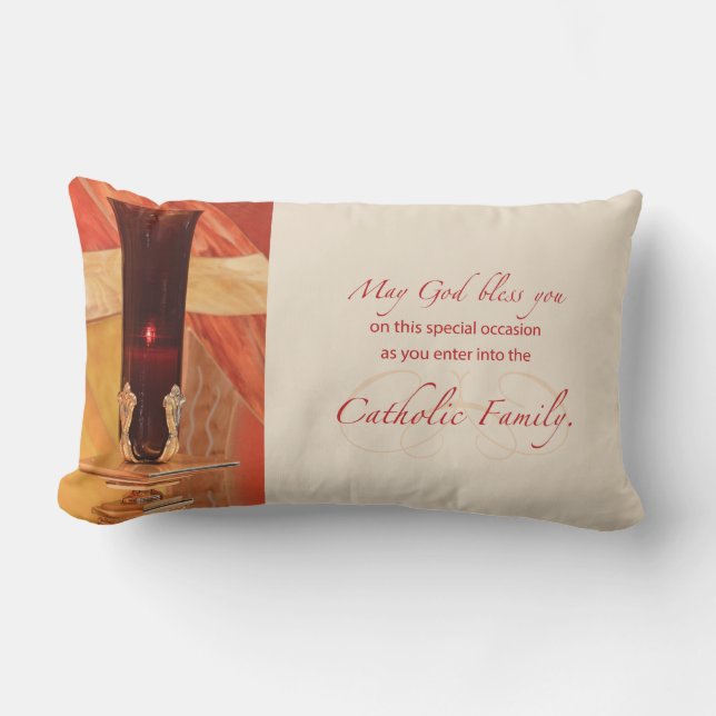 Coussin Rectangle Personnaliser, RCIA Félicitations, Catholique, Rou (Recto)