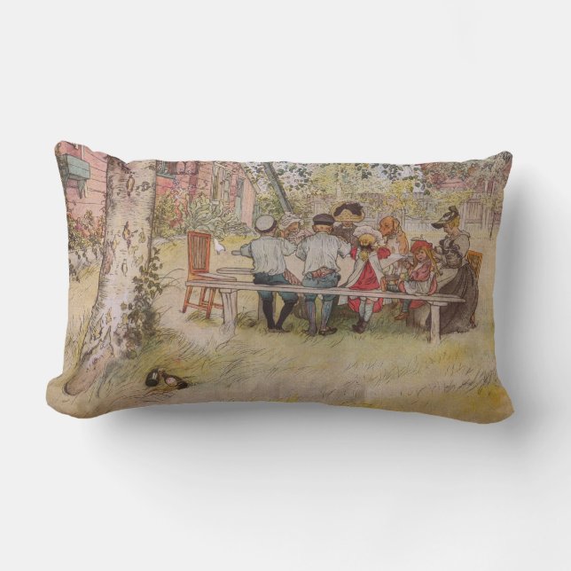 Coussin Rectangle Petit-déjeuner sous le Big Birch (Recto)