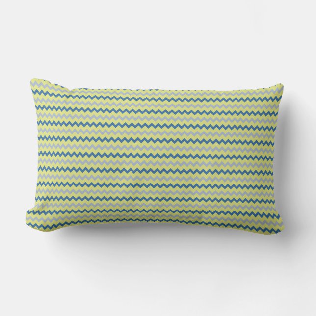 Coussin Rectangle Petit motif chevron dans les couleurs bleu vert (Recto)