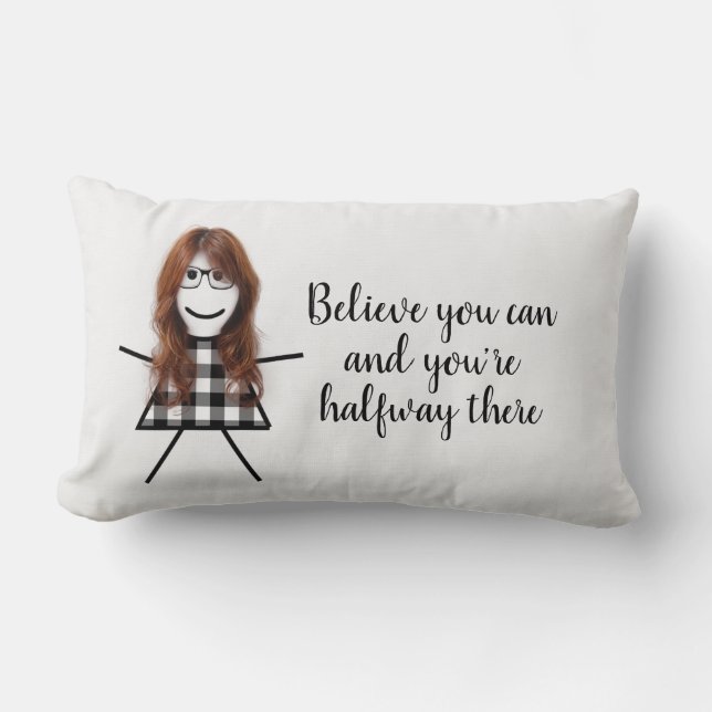 Coussin Rectangle Petite chatte fille avec cheveux et citation (Recto)